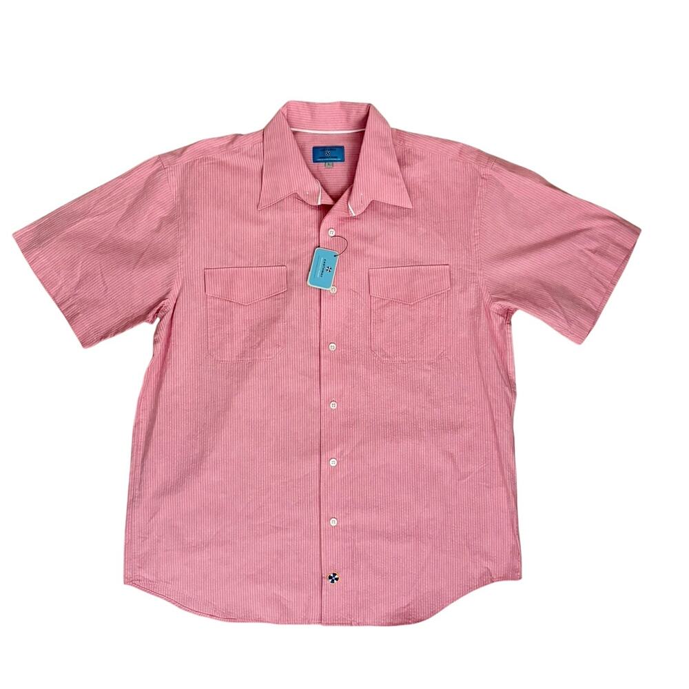 Castaway Nantucket Pink 100% Cotton Shirt Mens Size L NWT Preppy Coastal Camp